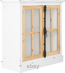 White Curio Display Cabinet Storage Cabinet with Adjustable Shelf & Door Handle ZN