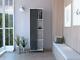 White Display Storage Cabinet Cupboard With 8 Shelves And Grey Oak Effect Door
