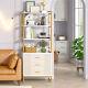 White Gold Bookcase Bookshelf With 3 Drawers, Open Display Rack Storage Shelves