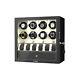 White Leather Automatic 8 Watch Winder Led With 6 Watches Display Storage Box