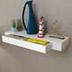 White Mdf Floating Wall Display Hanging Shelf With 1 Drawer Book/dvd Storage