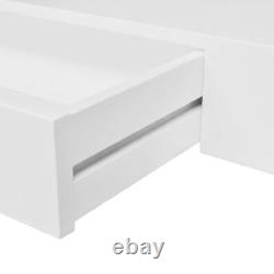 White MDF Floating Wall Display Shelf 1 Drawer BookDVD Storage