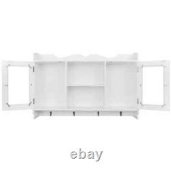 White MDF Wall Cabinet Display Shelf Book/DVD/Glass Storage JJS
