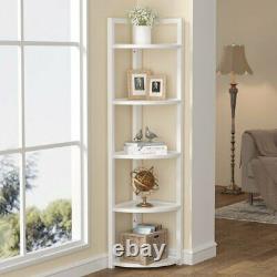 White Metal 5 Tier Corner Bookcase Shelf Curio Display Storage Etagere Shelves