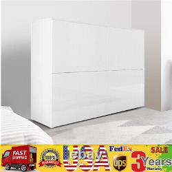 White Modern 4 Door Storage Cabinet High Gloss Fronts Sideboard Display Cupboard