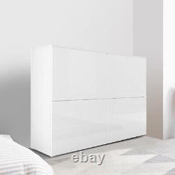 White Modern 4 Door Storage Cabinet High Gloss Fronts Sideboard Display Cupboard