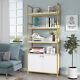 White Modern Bookcase Bookshelf Display Stand Shelves Storage Cabinet With Doors