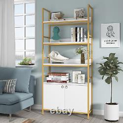 White Modern Bookcase Bookshelf Display Stand Shelves Storage Cabinet with Doors
