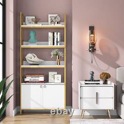 White Modern Bookcase Bookshelf Display Stand Shelves Storage Cabinet with Doors