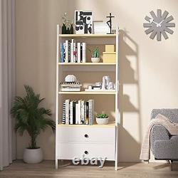White Multifunctional Bookcases Storage, Bookshelf with Drawer, Display Rack
