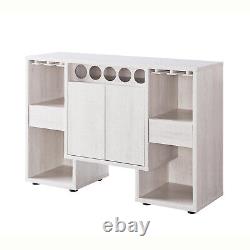 White Oak Buffet Cabinet Rack with Storage and Display Function