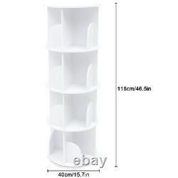 White PVC 360° Rotating Bookshelf Bookcase Storage Shelf Home Display Rack Stand