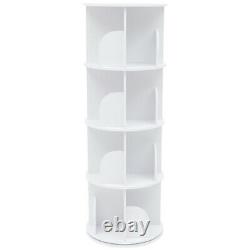 White Rotating Bookshelf 360° Bookcase Freestanding Storage Shelf Display Rack
