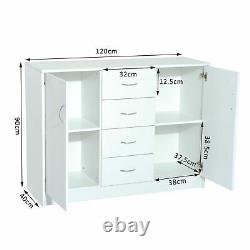 White Sideboard Cabinet Drawers Storage Unit Cupboard Doors Buffet Chest Display