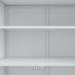 White Steel Storage Cabinet 2 Doors With Round Mesh Windows Display 47.2'' Tall