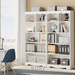 White Tall Bookcase Bookshelf Modern Display Rack Storage Shelves Home Office