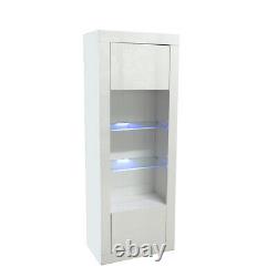 White Tall Display High Gloss Cabinet Storage Unit Cupboard with LED Light 170CM