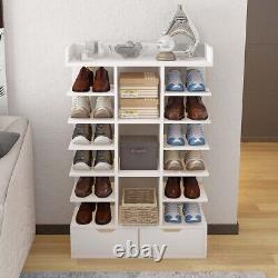 White Vertical Shoe Rack Shoes Stand Storage Display Organizer Shelf 15 Pairs