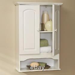 White Wall Cabinet Storage Cupboard Kitchen Bath Room Medicine Organizer Display