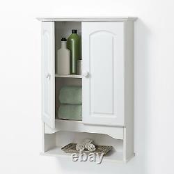 White Wall Cabinet Storage Cupboard Kitchen Bath Room Medicine Organizer Display