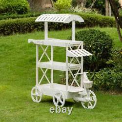 White Wood Decor Display Rack Mobile Food Cart