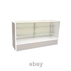 White Wood Full Vision 70 Inch Display Showcase with Adjustable Shelves