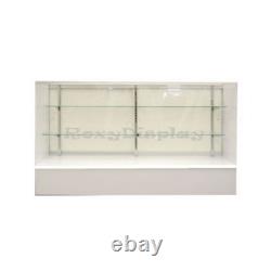 White Wood Full Vision 70 Inch Display Showcase with Adjustable Shelves