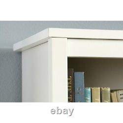 White Wooden 5 Shelf Bookcase with Doors Library Bookshelf Hidden Storage Display