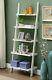 White Wooden 5-tier Ladder Bookcase Leaning Wall Shelf Storage Display 72 Inch H