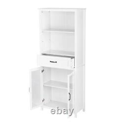 White Wooden Kitchen Pantry Cabinet Storage Organizer Food Cupboard Shelves Door