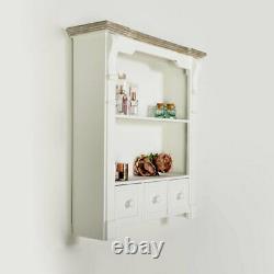 White wooden wall shelving unit drawer storage kitchen home decor display shelf