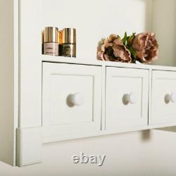 White wooden wall shelving unit drawer storage kitchen home decor display shelf