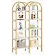 Wood Bookcase Bookshelf Etagere Open Display Storage Shelving With Metal Frame