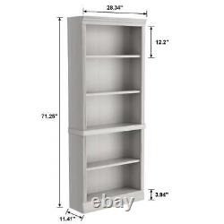 Wood Bookcase Tall Book Display Storage Organization Furniture With 5 Shelf Home