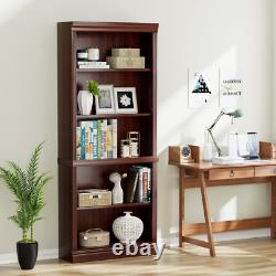 Wood Bookcase Tall Book Shelves 5 Display Storage Organization Furniture for Liv