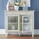 Wood Buffet Storage Display Cabinet With Glass Doors In White Finish