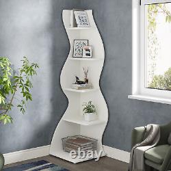 Wood Corner Bookcase Bookshelf 5 Tier Storage Display Rack Shelf for Home Office