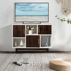 Wood Display Storage Cabinet Console Table TV Stand Multipurpose with Door & Shelf