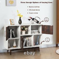 Wood Display Storage Cabinet Console Table TV Stand Multipurpose with Door & Shelf