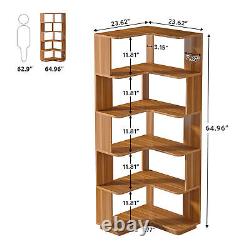Wood Freestanding Corner Bookcase Bookshelf 6 Tier Storage Shelves Display Rack