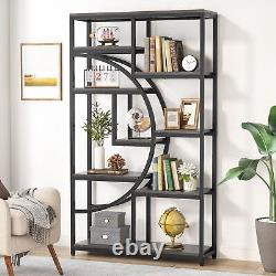 Wood Metal Bookcase Etagere Bookshelf Freestanding Storage Shelves Open Display