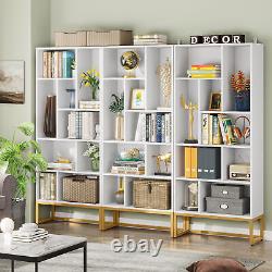 Wood Metal White Bookcase Bookshelf Home Office Storage Organizer Display Cubby