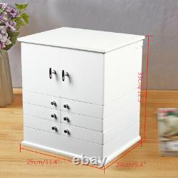 Wooden 8 Swing-Out Cabinets Jewelry Storage Box Watch Display Container withMirror