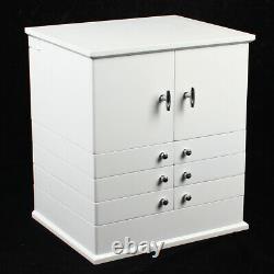Wooden Desktop 8 Swing-Out Cabinets Large Capacity Jewelry Storage Display Box