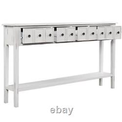 Wooden Entryway Hall Console Table Display Storage Rack Drawer Lower Shelf White