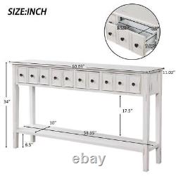 Wooden Entryway Hall Console Table Display Storage Rack Drawer Lower Shelf White