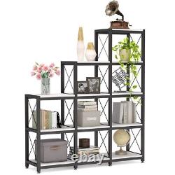 Wooden Ladder Bookshelf 5-Tier Display Shelf Storage Organizer with 12 Shelves