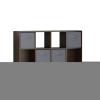 Wooden Open Shelf Bookcase 3-tier Floor Standing Display Cabinet Rack With 6 Bins