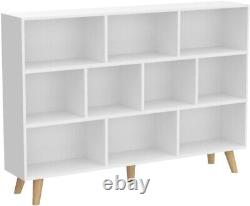 Wooden Open Shelf Bookcase 3-Tier Floor Standing Display Cabinet Rack with Leg