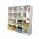 Wooden Storage Cube Organizer, Bookshelf System Display Shelves 4x4 White-new